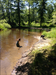 Enjoying the water at Fisherman’s Parking Lot on the Passaic River by Lord Stirling Road in Basking Ridge. Credit: George Finlay