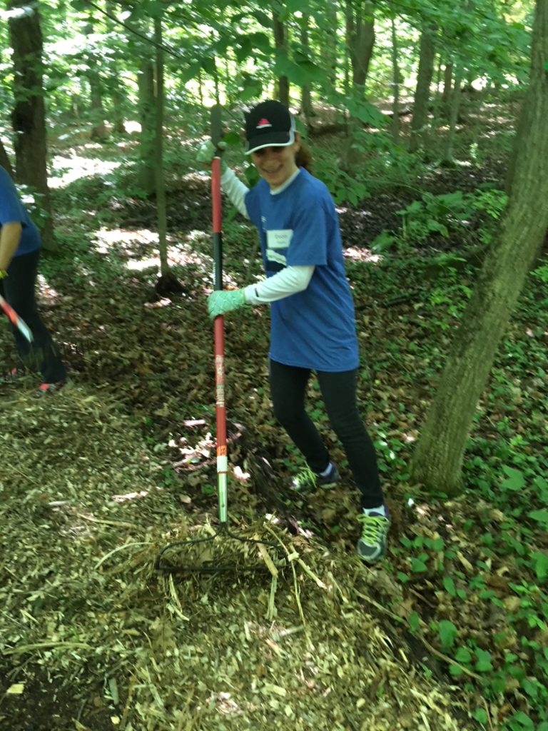 CTW volunteer mulching trail at our park in Harding Township