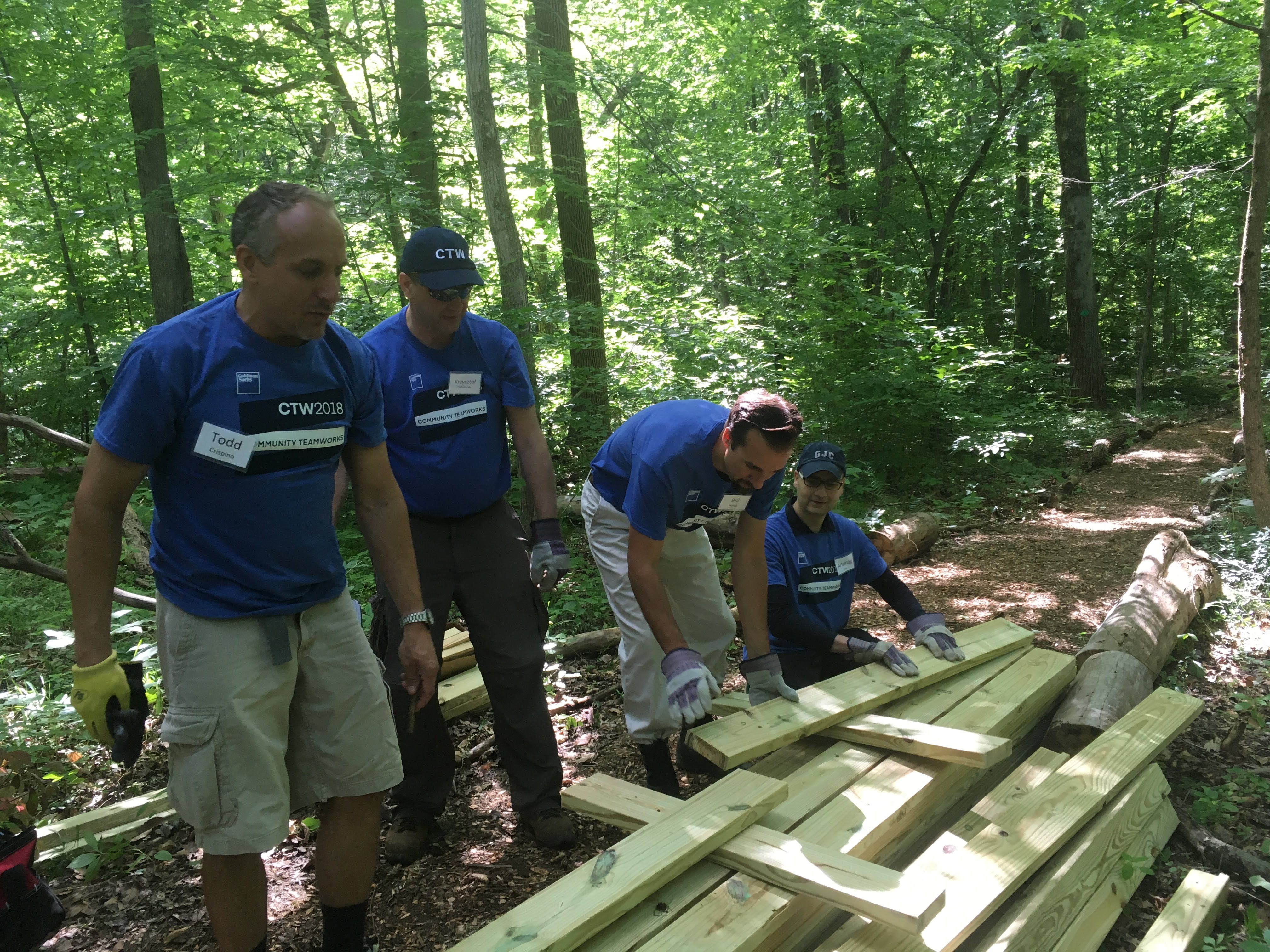 CTW volunteers building bridges in Harding Township Conservation Management Area