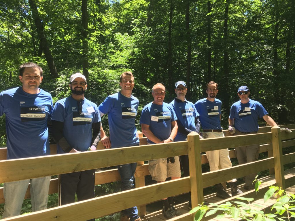 CTW volunteers bridge building at conservation management area in Harding