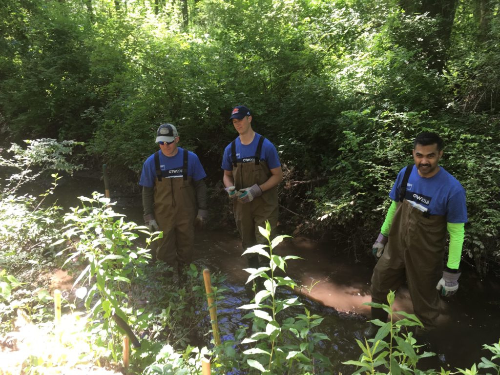 CTW volunteers after installing stream reinforcement in Harding Township